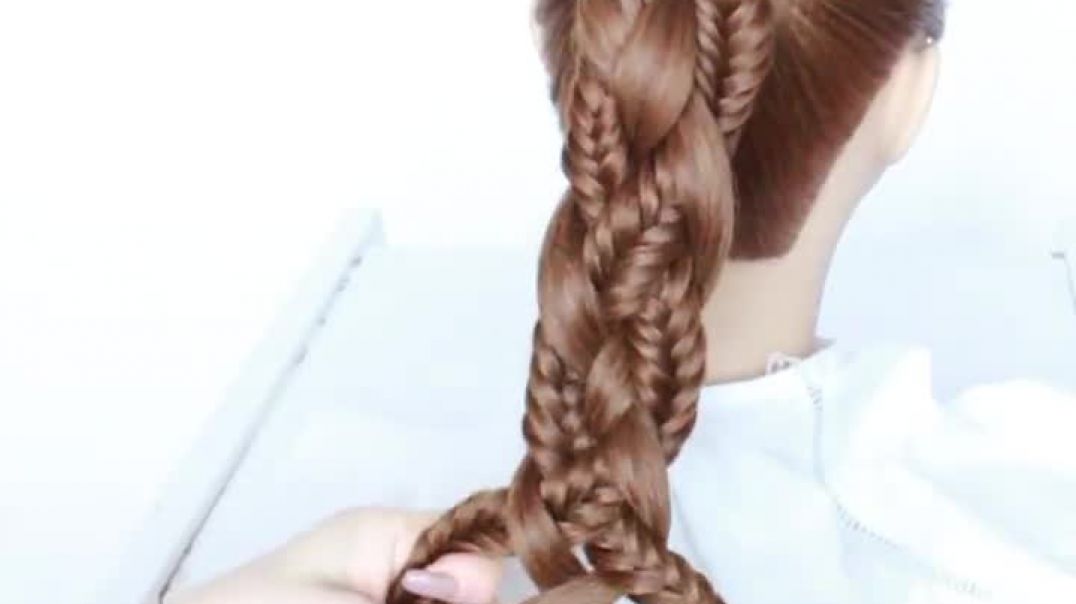 4 FOUR Strand Braid Ponytail using Fishtail Braids _ Hairstyles by Another Braid