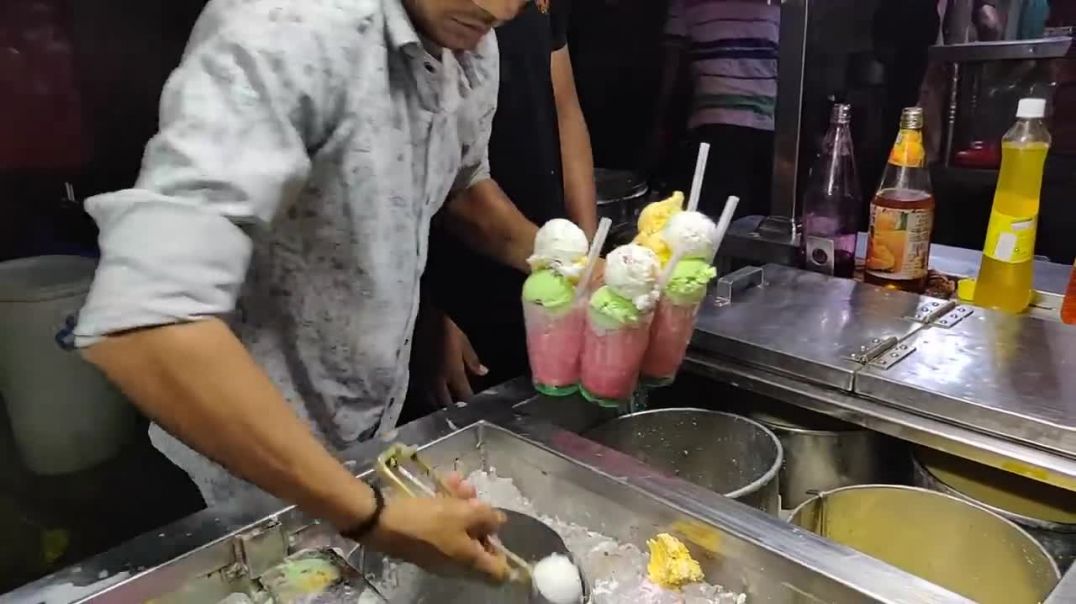 ⁣India Fastest Falooda Vendor _ Triple Scoop Royal Falooda _ Indian Street Food