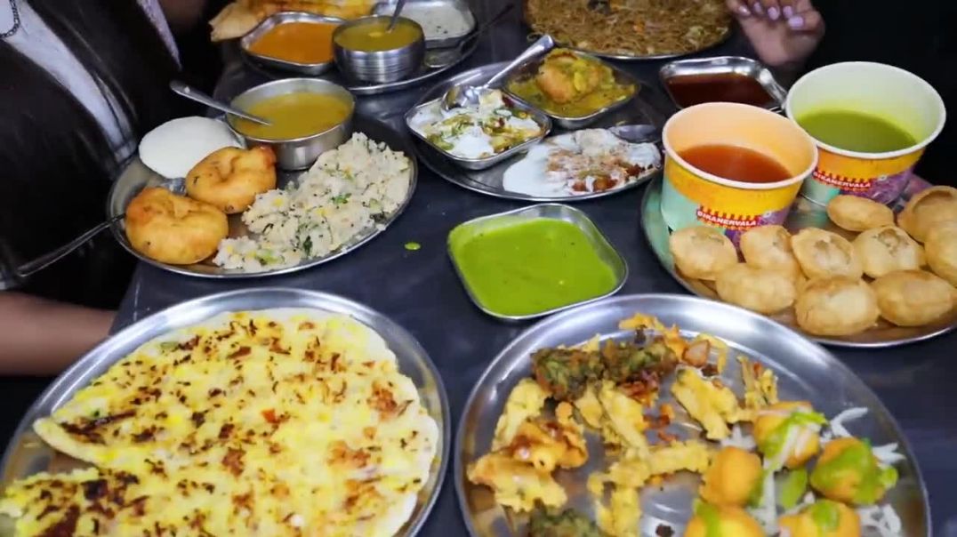 ⁣South Indian Food Vs North Indian Food Challenge Golgappa, Ram Laddu, Dosa, Pakoda, Upma, Idli etc