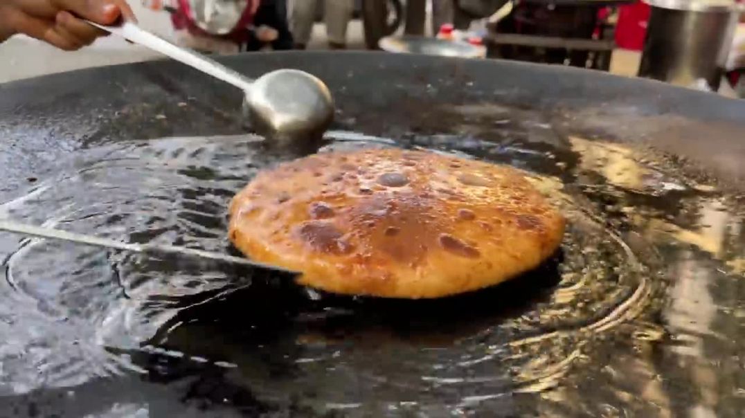 Paratha Swimming in Dollop of Ghee _ Indian Street Food