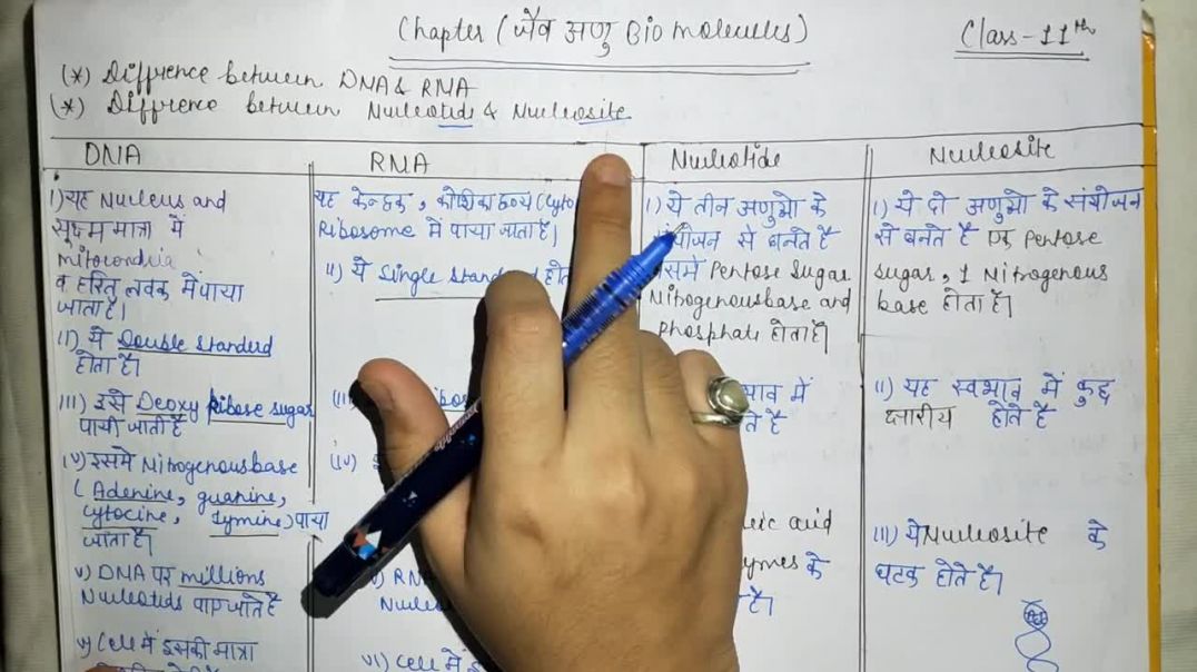 ⁣DAN और RNA में अंतर _ Nucleoside और Nucleotide में अंतर _ BIOLOGY