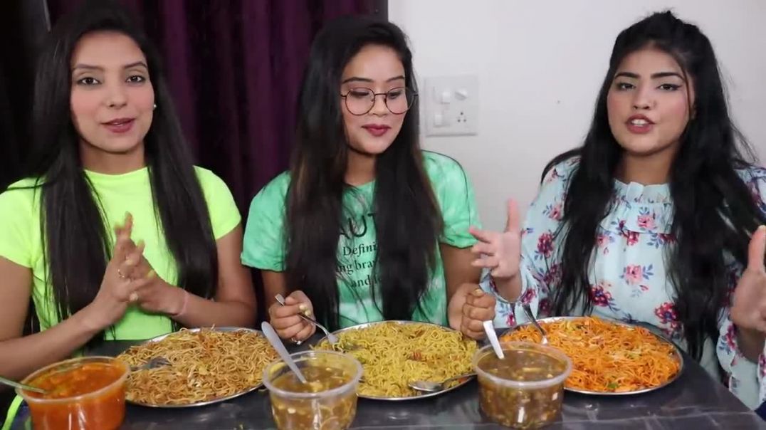 ⁣Masala Maggi, Spicy Chow Mein, Paneer Noodles with Tomato Soup Eating Challenge Food Challenge
