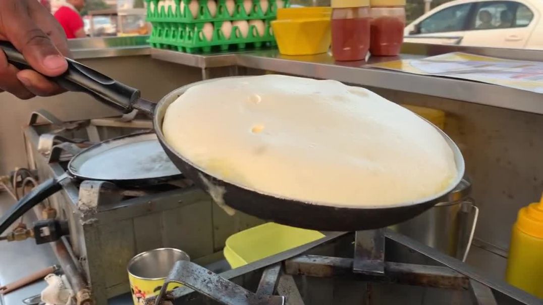 India Fluffiest Omelet Making _ Super Fluffy Omelet _ Indian Street Food