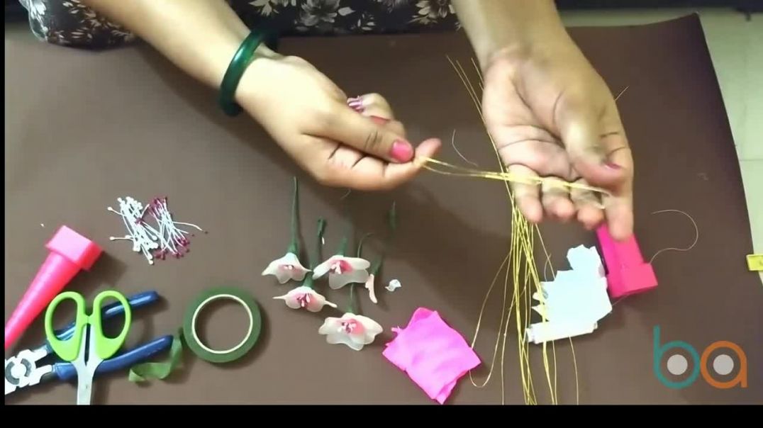 ⁣How To Make Hair Brooch _ Simple Stocking Flowers Making _ Stocking Flowers Brooch