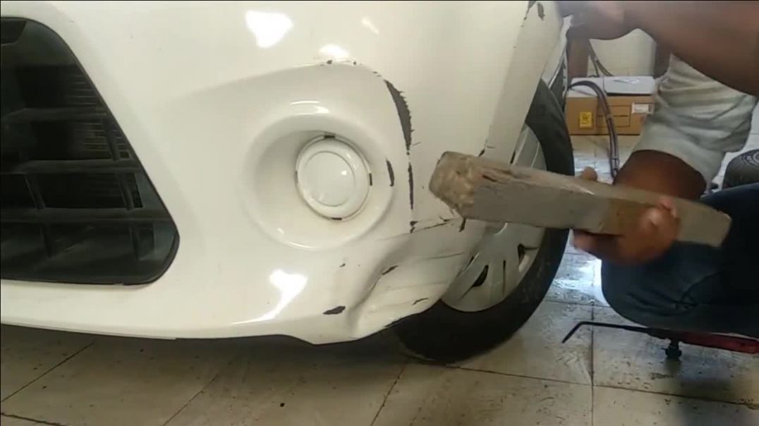 ⁣Alto 800 front bumper dent removing by a lighter at home