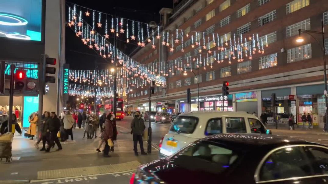Christmas Lights London _ Oxford Street Christmas Shopping - London Night Walk
