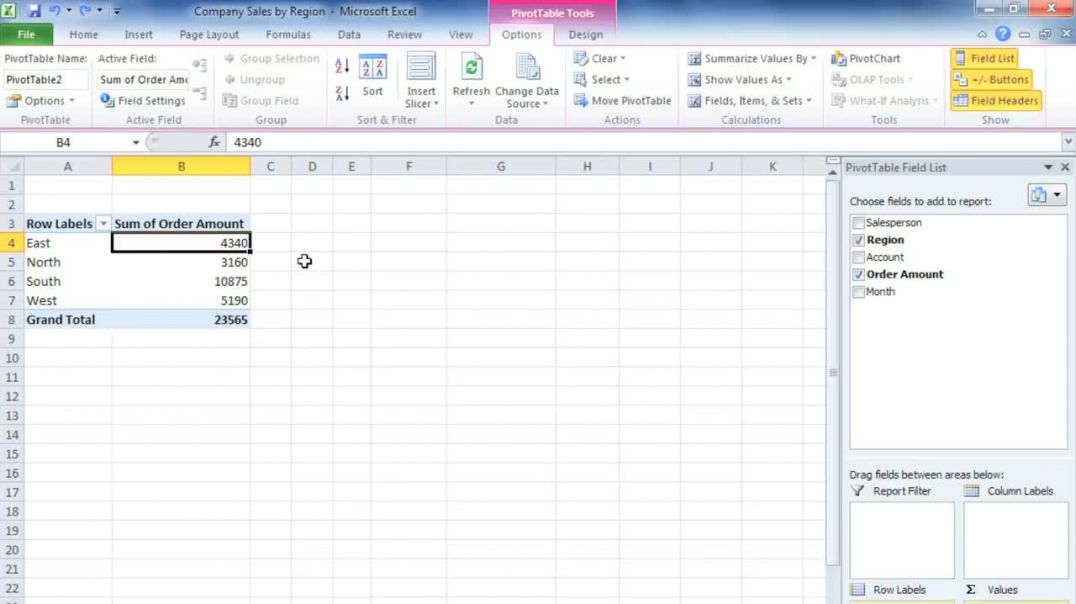 ⁣Excel 2010_ PivotTables Part 2