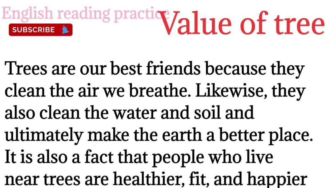 201,Value of Tree_Present indefinite Tense_english readingparagraph hindi @English reading practice