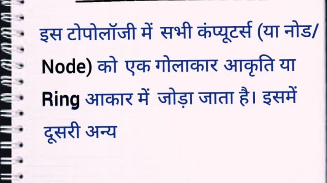 Ring topology in hindi। computer network topology