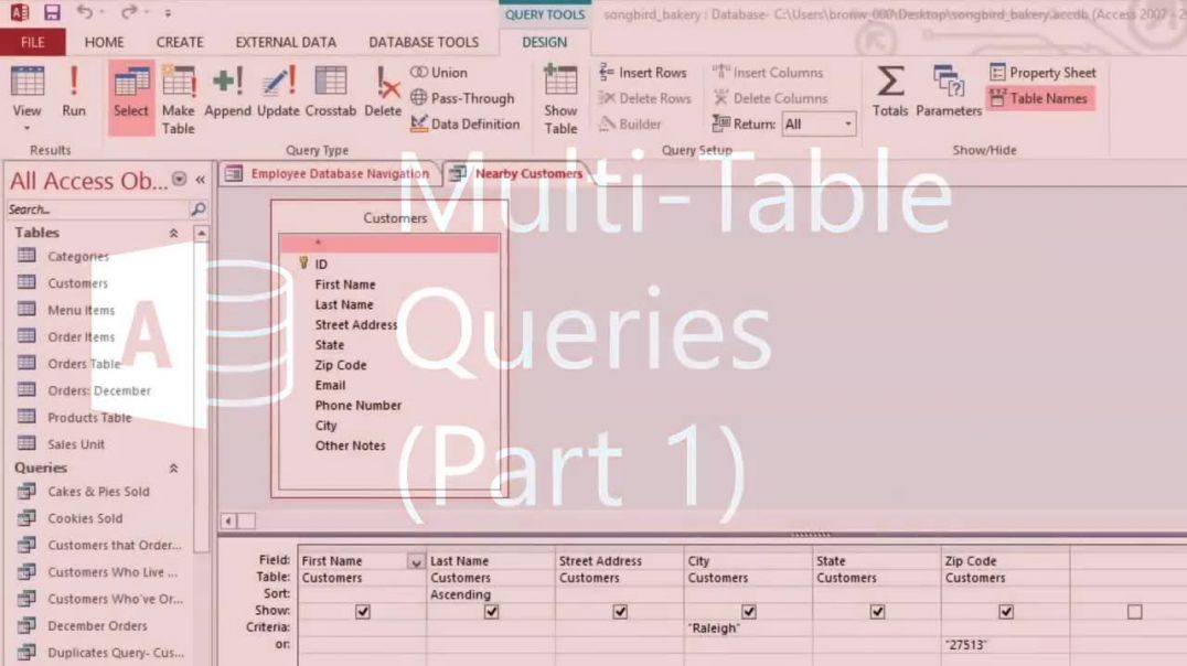 ⁣Access 2013_ Multi-Table Queries (Part 1)