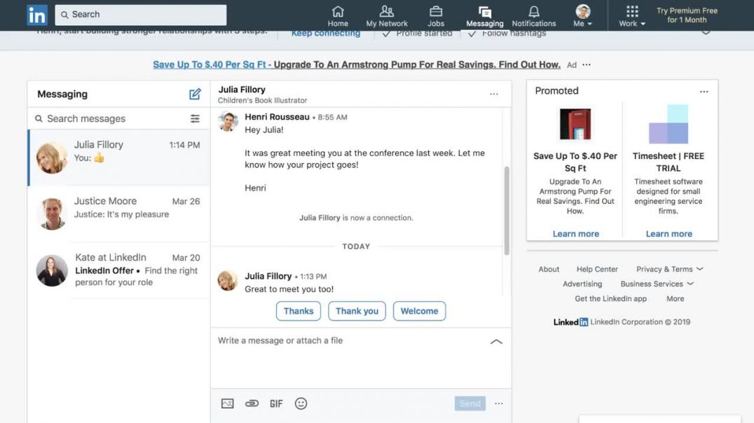 ⁣Using Messages on LinkedIn