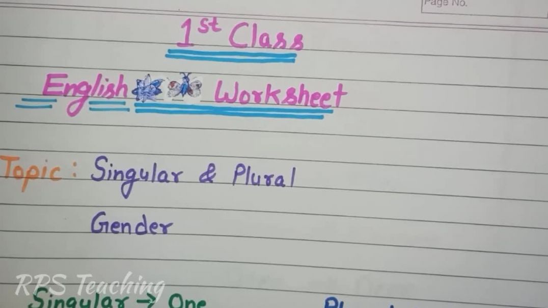 ⁣1st Class के लिए English की Worksheet English Worksheet for Class 1 Singular Plural Change Gender
