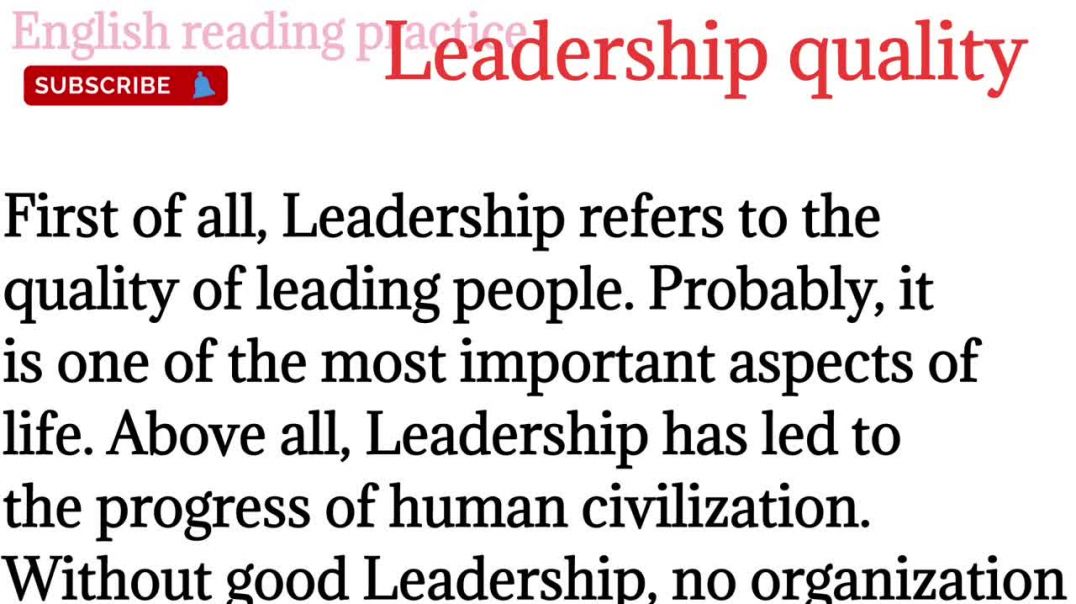 185,Leadership quality।quality of Leadership।English reading। speaking @English reading practice