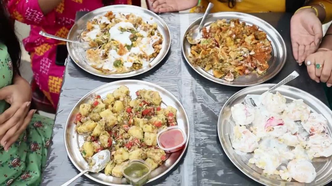 Samosa Chaat, Aloo Chaat, Idli Chaat and Papdi Chaat Eating Challenge Indian Chaat Food Challenge