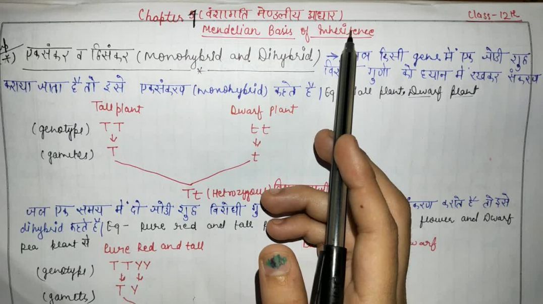 ⁣एकसंकर व द्विसंकर _ Monohybrid and Dihybrid _ वंशागति मेण्डलीय आधार