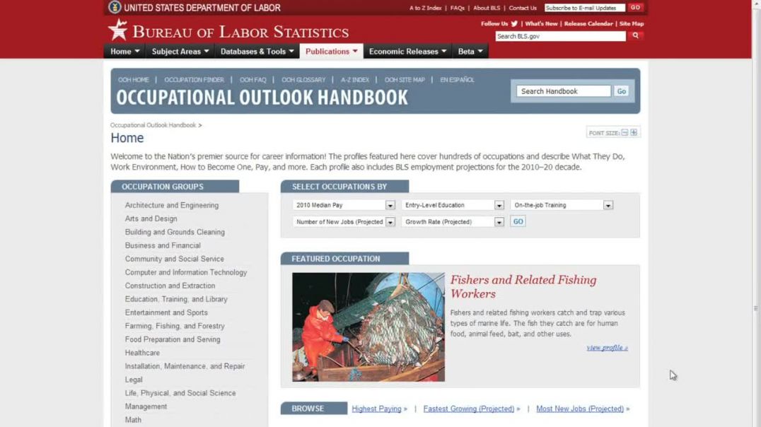 ⁣Career Exploration_ Occupational Outlook Handbook