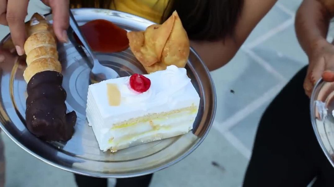 Samosa, Pastry and Chocolate Cream Roll Eating Challenge Food Challenge