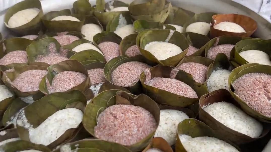 Softest Idlis made from Millets _ Cone-shaped Leaf Idli _ Indian Street Food