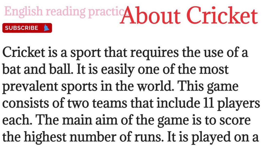 205,About Cricket_english reading paragraph_improve your grammar @English reading practice