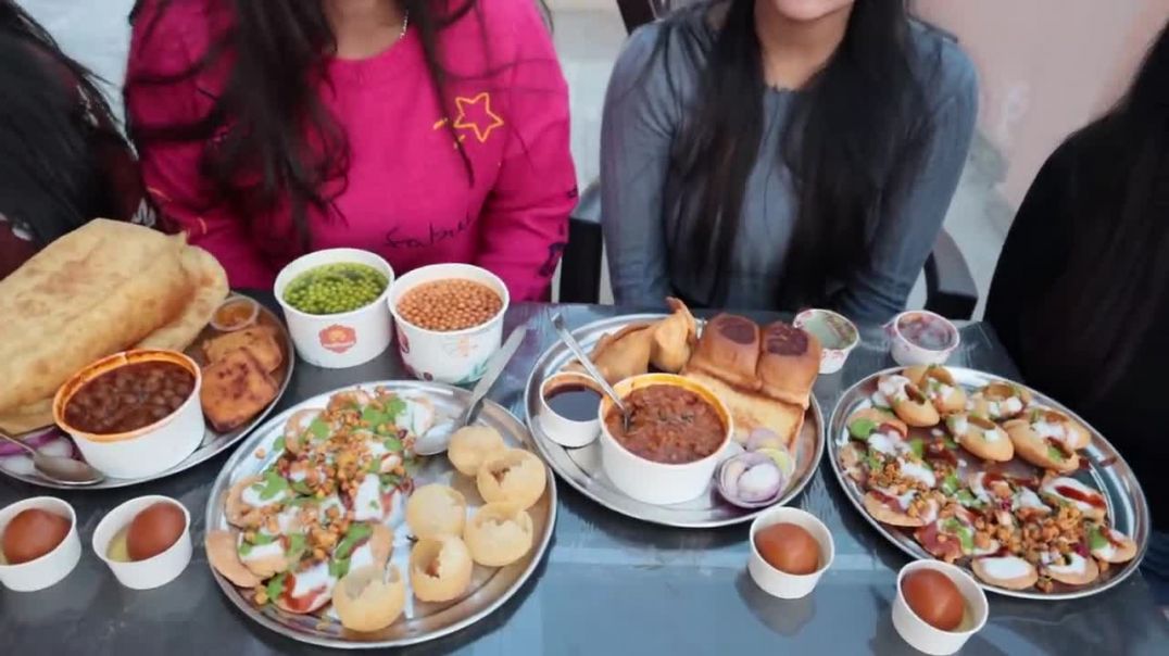 ⁣Street Food Challenge Golgappa, Dahi Puri, Chole Bhature, Pav Bhaji, Chat Papdi Eating Challenge