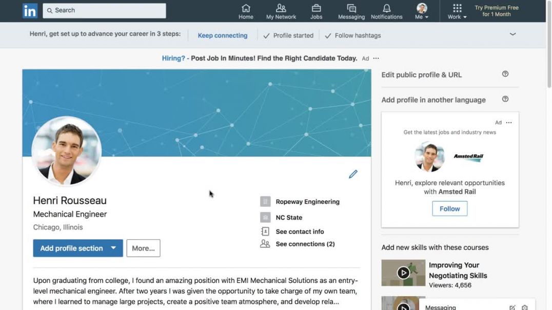 ⁣Creating a LinkedIn Profile