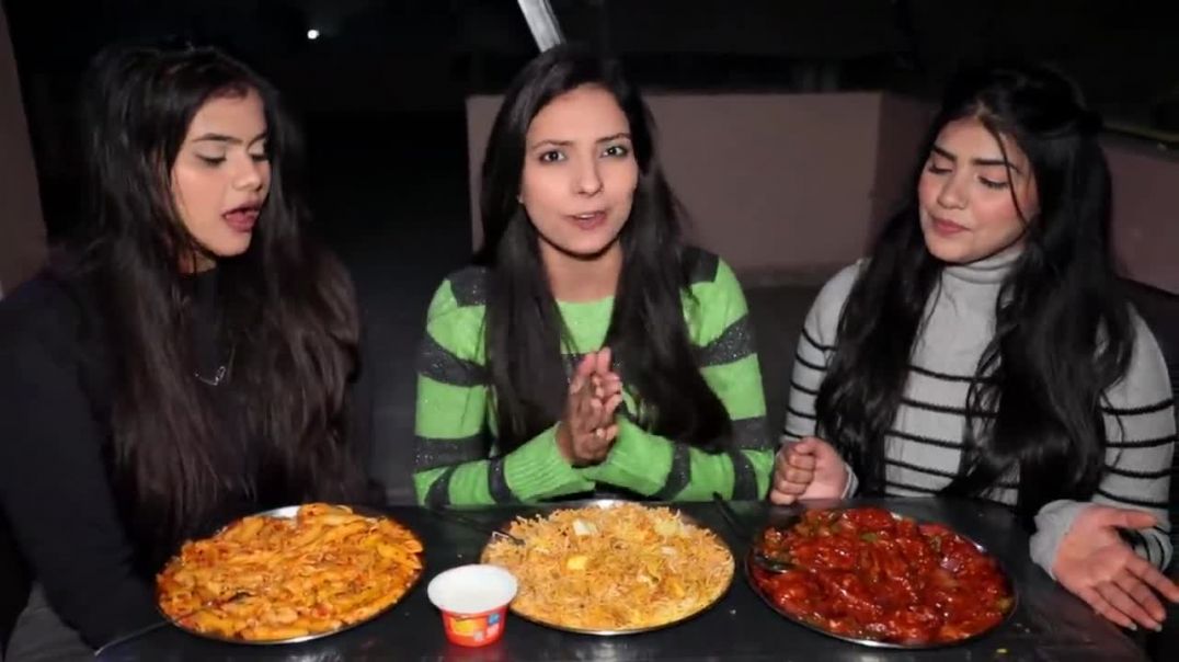 Paneer Dum Biryani, Pasta and Chilli Momos Eating Challenge Street Food Food Challenge