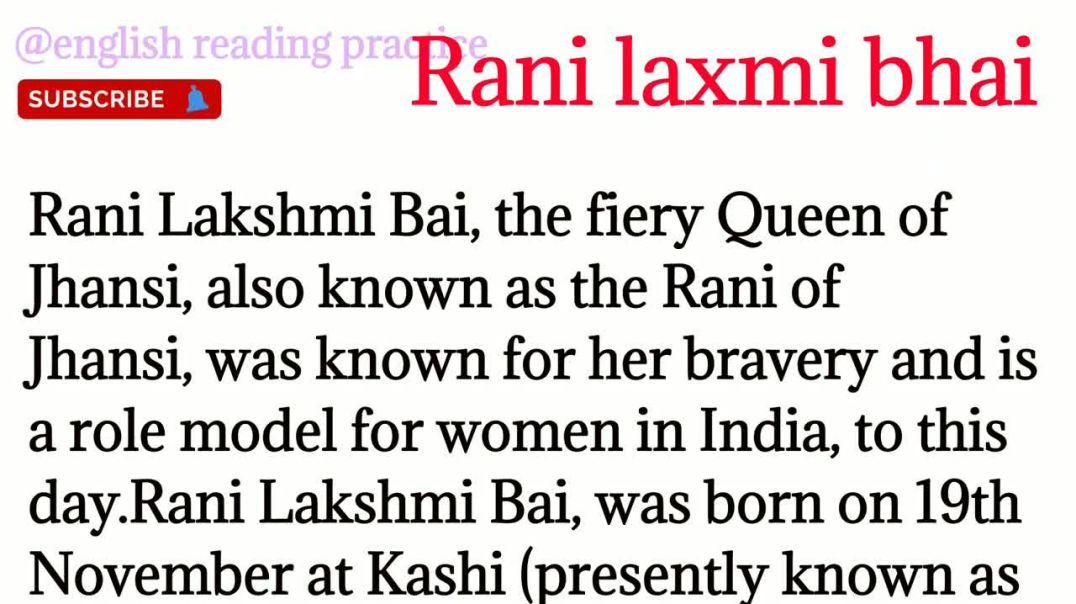 72,Rani laxmi bhai_ English reading practice_ how to read english_ english to hindi translation