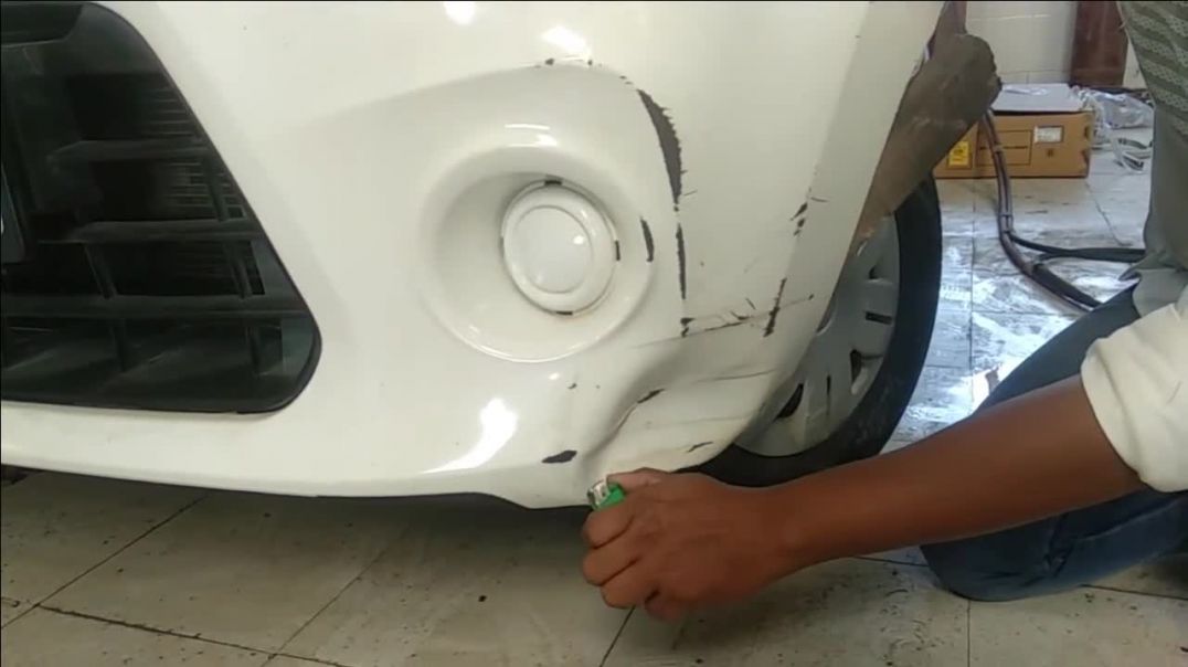 Alto 800 front bumper dent removing by a lighter at home #automobile service