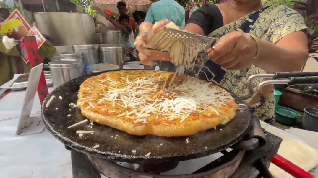 Mumbai Aunty Making Huge Aloo Cheese Paratha _ Indian Street Food