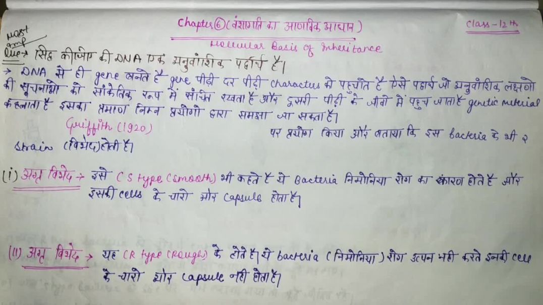 ⁣Prove that DNA is a Genetic Material _ Griffith experiment _ Molecular basis of inheritance