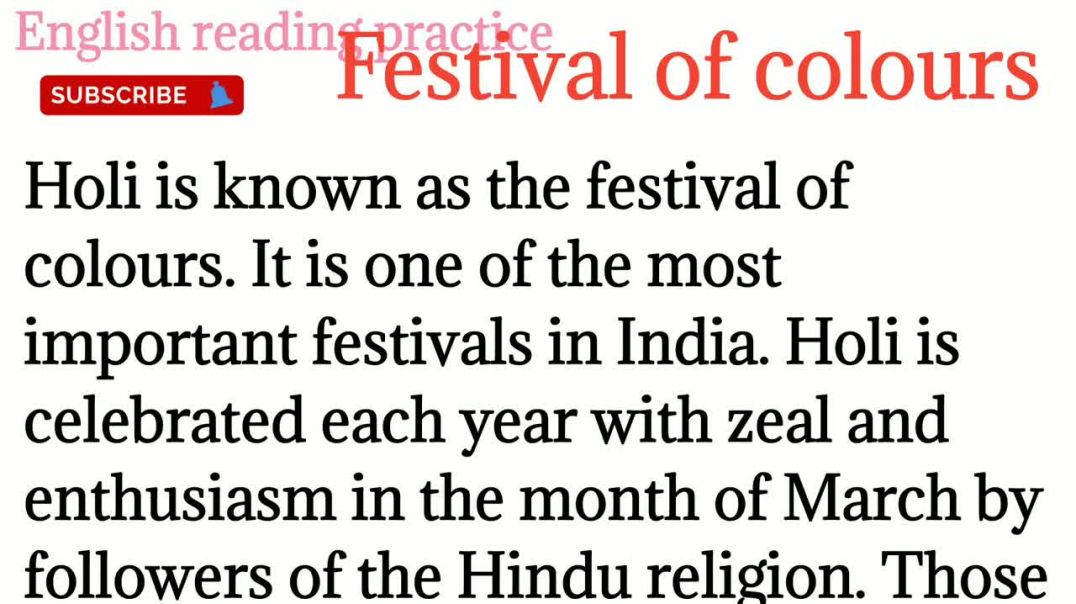 112, Festival of colours_ Holi_ to read english to hindi translation_ improve your grammar
