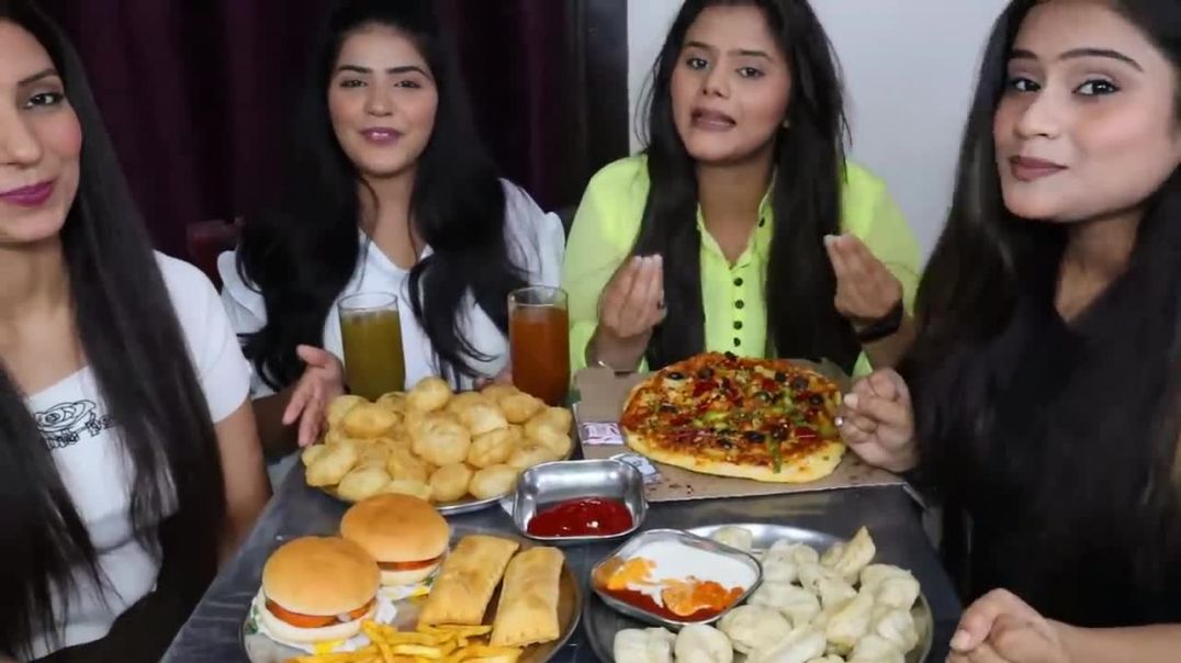 Paneer Momos, Pizza, Burger and Pani Puri Eating Challenge Food Challenge
