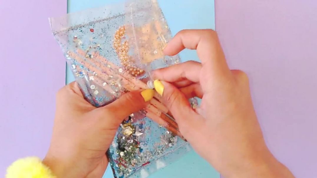 ⁣How to Make unicorn clutch 🦄 __ DIY Unicorn clutch __ DIY Transparent glitter clutch __