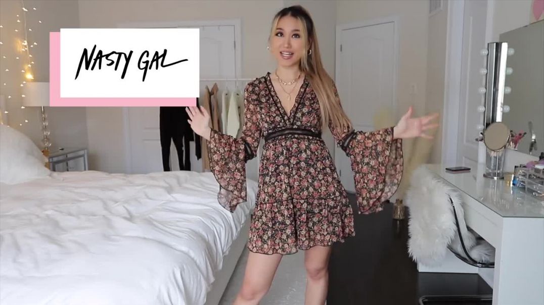⁣NASTY GAL Transitional Spring Outfit Ideas _ Try on Haul  Review