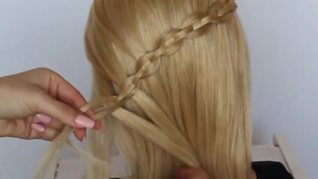 ⁣😱 NEW EASY CHAIN WATERFALL BRAID bun UPDO hairstyle __ easy hairstyle __ bridal hairstyle __ hair __