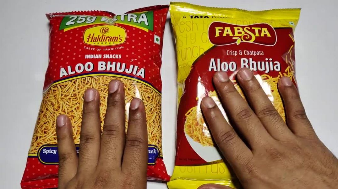 ⁣Haldirams Aloo Bhujia Vs Tata Fabsta Aloo Bhujia _ Recipe, Taste
