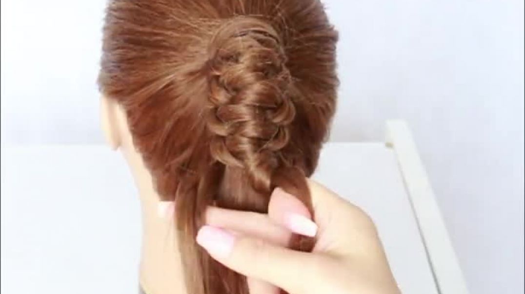⁣😱 One strand knot loop braided PONYTAIL _ for wedding and party __ trending PONYTAIL __ party UPDO